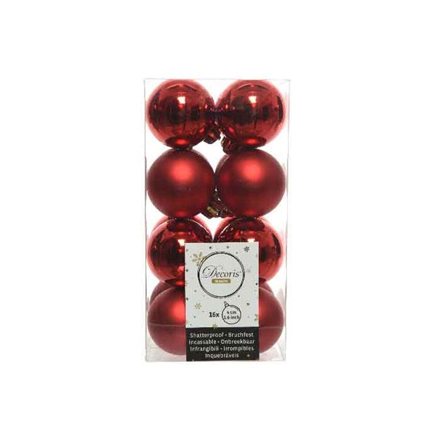 Decoris Shatterproof Baubles in Christmas Red (Pack of 16) image 0