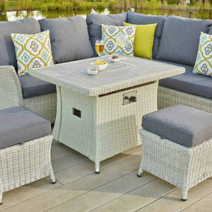 Bramblecrest Monterey Rattan Mini Corner Sofa Set in Dove Grey with Firepit Table image 3