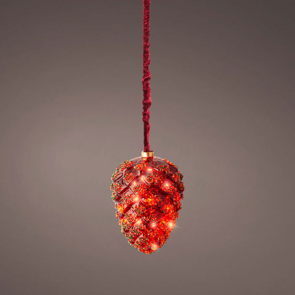 Lumineo Micro LED Hanging Red Pinecone image 2