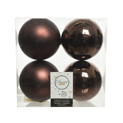 Decoris Shatterproof Baubles in Dark Brown (Pack of 4) image 0