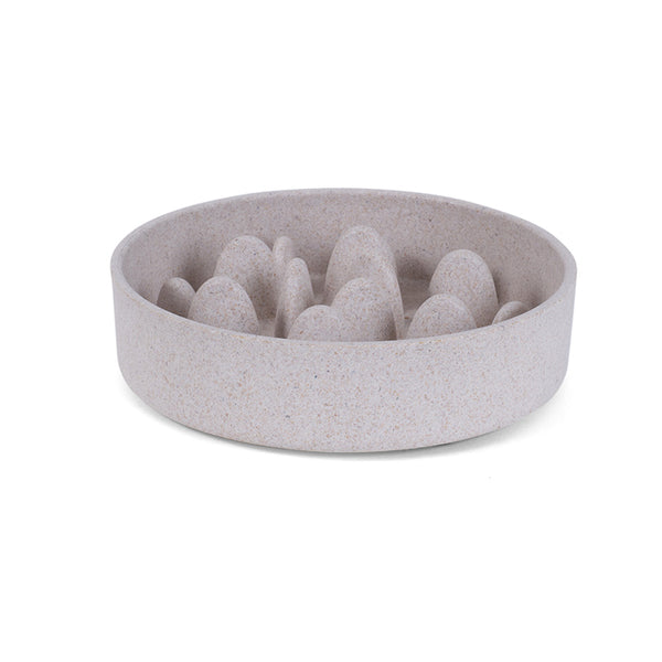 Zoon Floor Grip Bamboo Slow Feeder Dog Bowl - Stone image 4