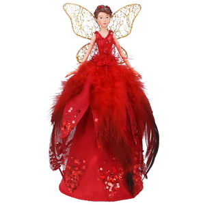 Gisela Graham Red Feather Tree Top Fairy image 0