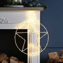 Festive Lit Hanging Star Bauble Decoration image 0
