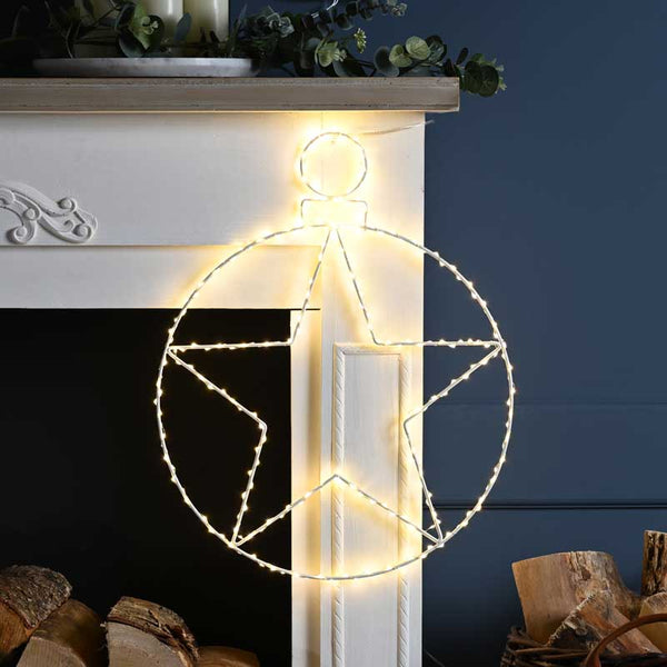 Festive Lit Hanging Star Bauble Decoration image 0