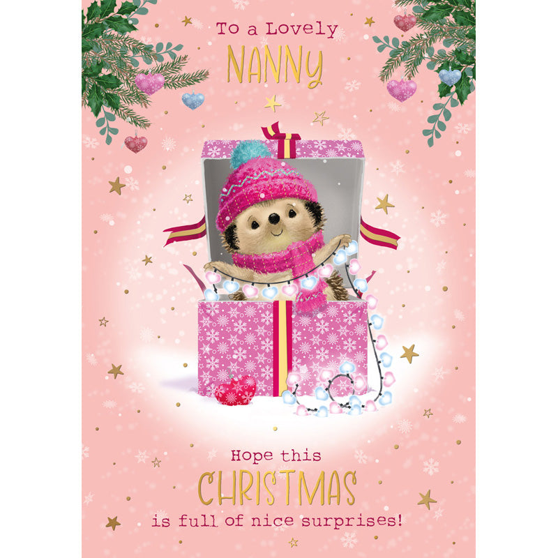 Words N Wishes Cute Hedgehog Nanny Christmas Card image 0