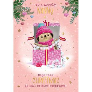 Words N Wishes Cute Hedgehog Nanny Christmas Card image 0