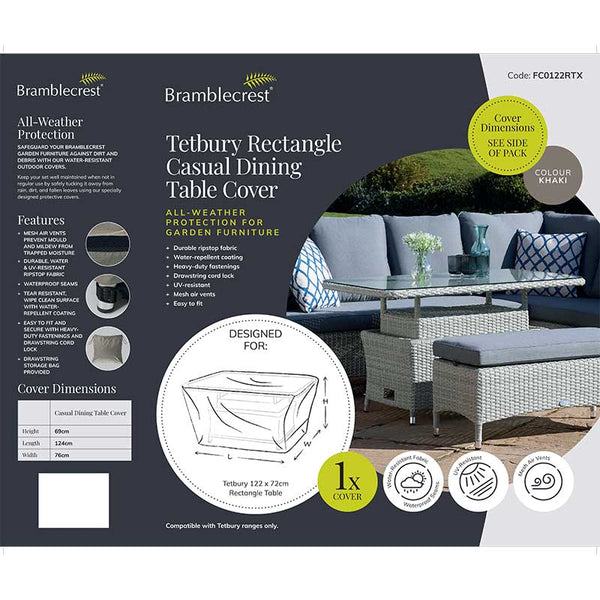 Bramblecrest Cover for Tetbury Rectangular 120cm x 70cm Dual Height Table image 1