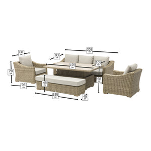 Bramblecrest Fairford 3-Seat Sofa Lounge Set in Walnut Rattan image 4