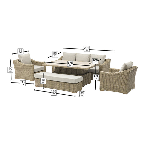 Bramblecrest Fairford 3-Seat Sofa Lounge Set in Walnut Rattan image 4