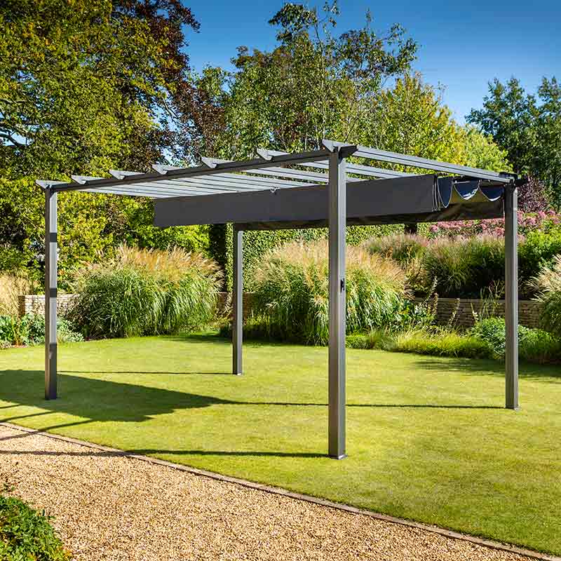 Hartman Roma Rectangular Grey Pergola with Grey Canopy (4m x 3m) image 0