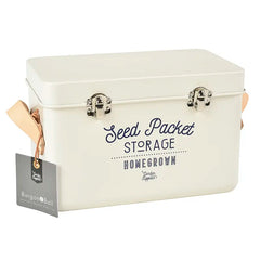 Burgon & Ball Leather Handled Seed Packet Storage Tin - Stone image
