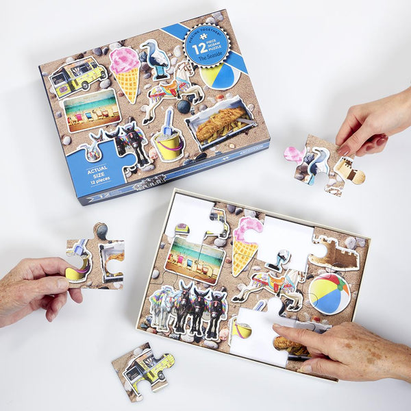 Gibsons The Seaside 12 XL Piece Jigsaw Puzzle - Piecing Together image 2