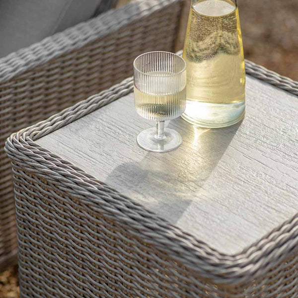 Bramblecrest Chedworth Sandstone Rattan Sun Lounger and Side Table