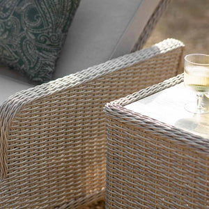Bramblecrest Chedworth Sandstone Rattan Sun Lounger with Side Table
