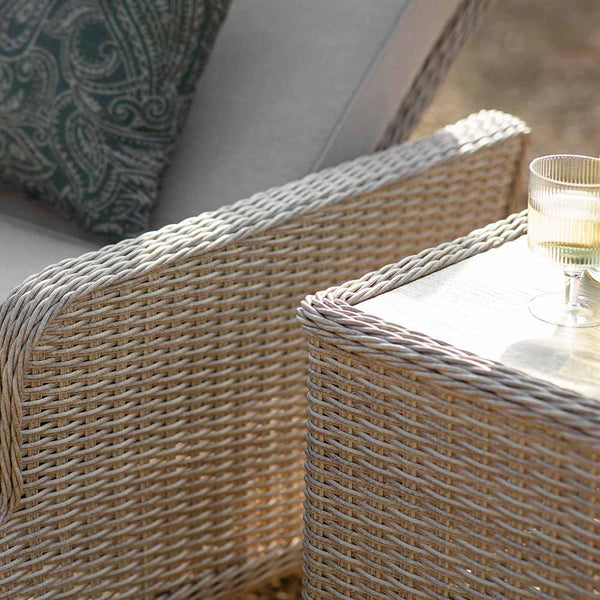 Bramblecrest Chedworth Sandstone Rattan Sun Lounger with Side Table