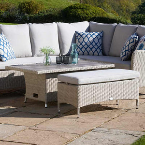 Bramblecrest Tetbury L-Shaped Garden Sofa Set in Nutmeg Weave with Dual Height Table, Dining Bench &amp; Sofa Chair image 3