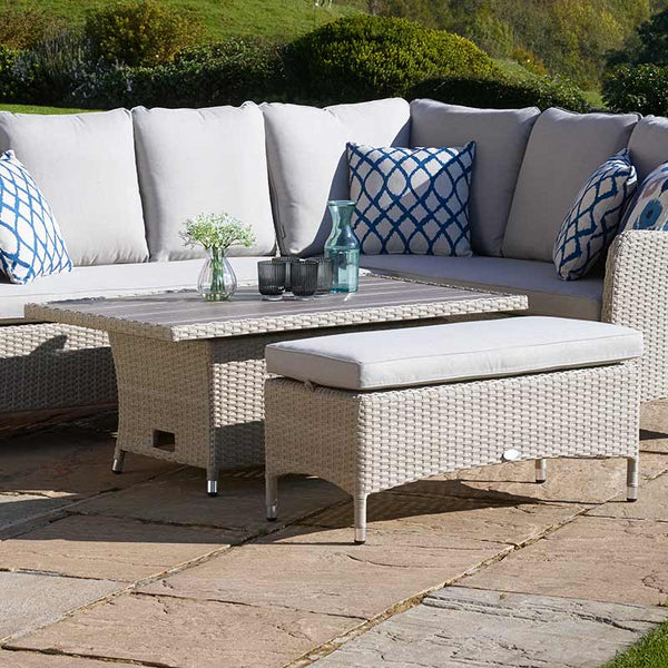 Bramblecrest Tetbury L-Shaped Garden Sofa Set in Nutmeg Weave with Dual Height Table, Dining Bench &amp; Sofa Chair image 3
