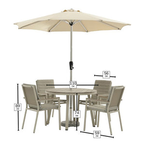 Bramblecrest Zurich 4 Seat Dining Set in Mocha with Round Table, 2.5m Parasol & Base image 6