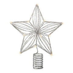 Lumineo Battery-Operated Micro LED Star Tree Topper with Silver Glitter image 0