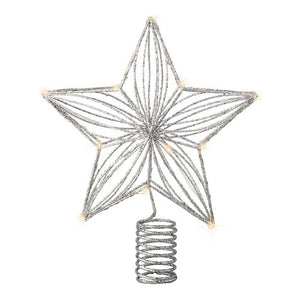 Lumineo Battery-Operated Micro LED Star Tree Topper with Silver Glitter image 0
