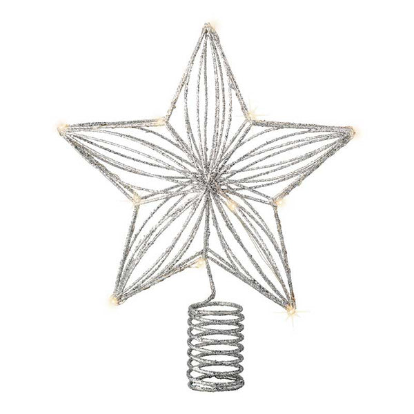 Lumineo Battery-Operated Micro LED Star Tree Topper with Silver Glitter image 0