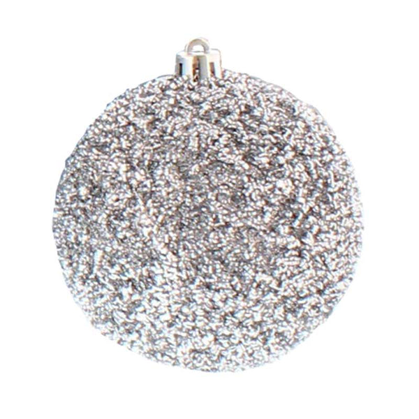 Festive Foam Bauble with Glitter & Tinsel in Silver image 0