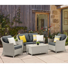 Bramblecrest Wentworth 2-Seat Sofa &amp; 2 Lounge Chairs Set in Pewter Rattan image 0