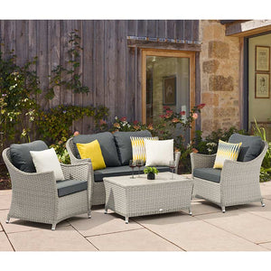 Bramblecrest Wentworth 2-Seat Sofa &amp; 2 Lounge Chairs Set in Pewter Rattan image 0