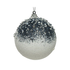 Decoris Foam Bauble with Glitter & Beads in White & Blue image 0