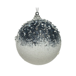 Decoris Foam Bauble with Glitter & Beads in White & Blue image 0