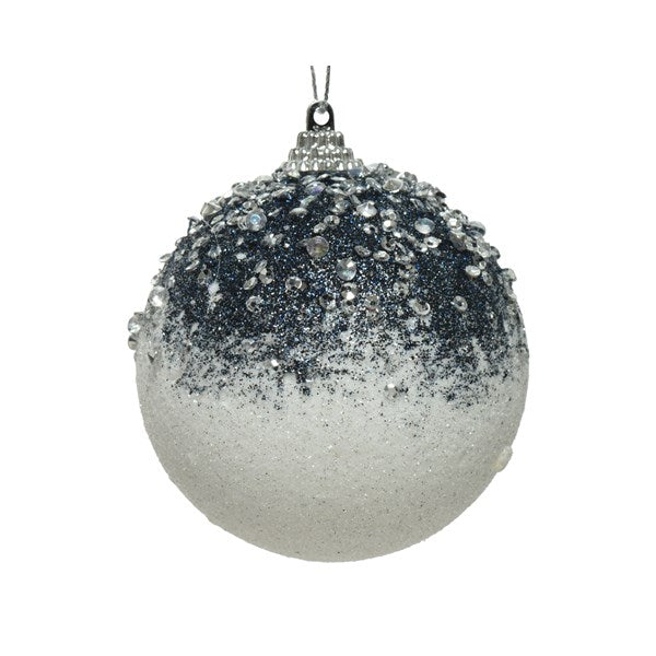 Decoris Foam Bauble with Glitter & Beads in White & Blue image 0
