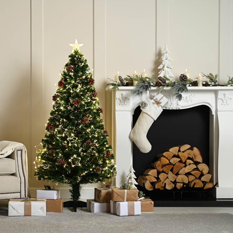 Festive Dewdrop Star Fibre Optic Christmas Tree - 4ft image 0