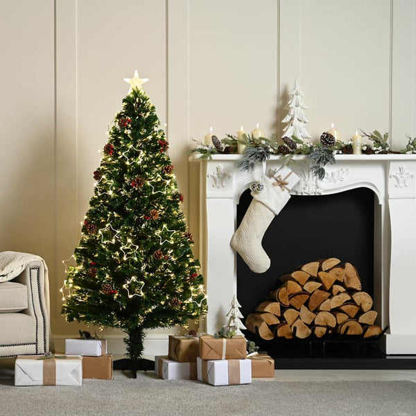 Festive Dewdrop Star Fibre Optic Christmas Tree - 4ft image 0