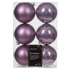 Decoris Shatterproof Baubles in Crystal Lilac (Pack of 6) image 0