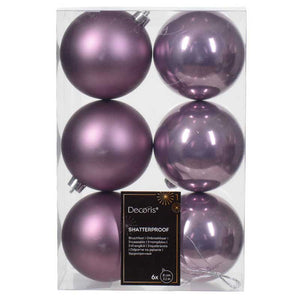 Decoris Shatterproof Baubles in Crystal Lilac (Pack of 6) image 0