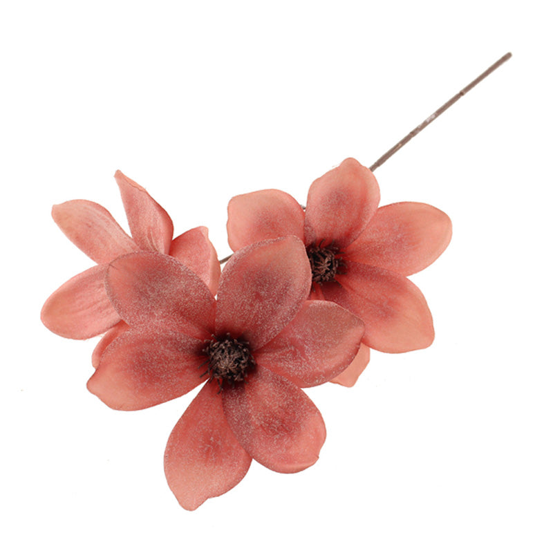SageDecor Pink Glittered Magnolia Spray (48cm) image 0