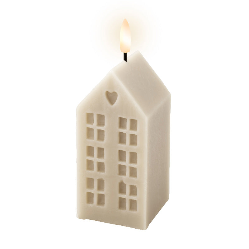 Lumineo Grey Wax LED House Candle image 0