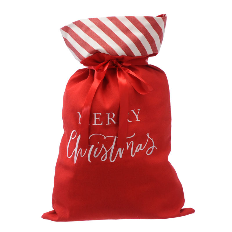Festive Merry Christmas Red & White Sack image 1