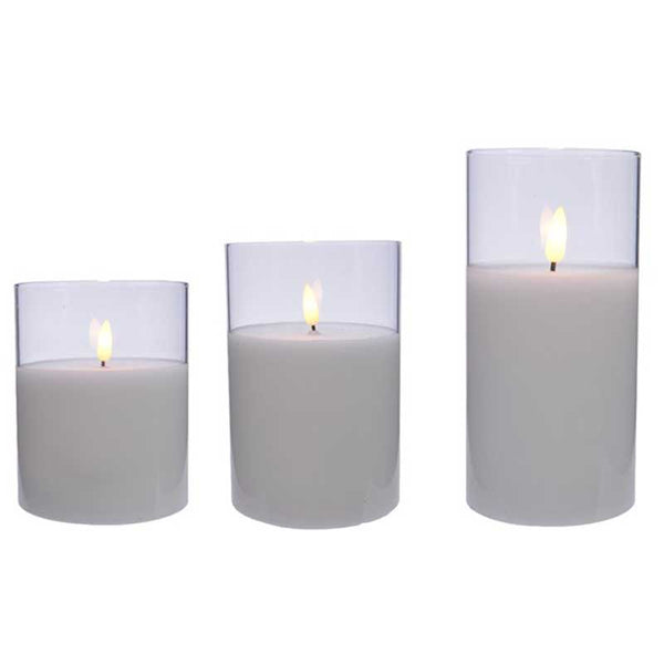 Lumineo White LED Wax Candles (Set of 3) - 10cm image
