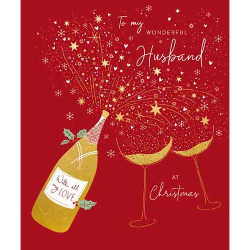 Woodmansterne Champagne Bottle with Two Glasses Christmas Card image 0