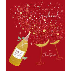 Woodmansterne Champagne Bottle with Two Glasses Christmas Card image 0