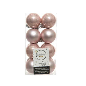 Decoris Shatterproof Baubles in Blush Pink (Pack of 16) image 0