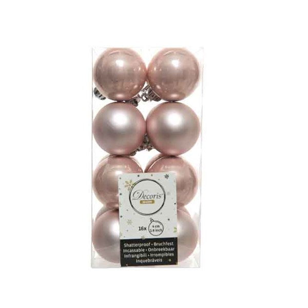 Decoris Shatterproof Baubles in Blush Pink (Pack of 16) image 0