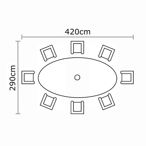 Bramblecrest Richmond 8 Seat Wooden Dining Set with Extending Oval Table, Parasol & Base image 7