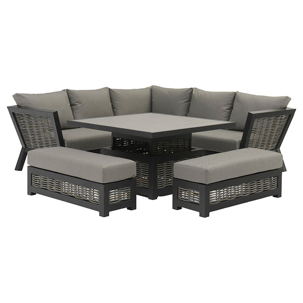 Bramblecrest Tuscan Corner Sofa Set with Square Adjustable Table & 2 Dining Benches image 5