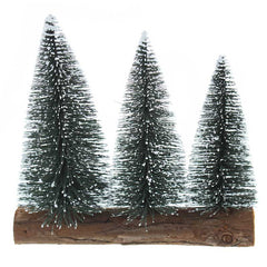 Festive Snow Tipped Trees on Wooden Log image 0
