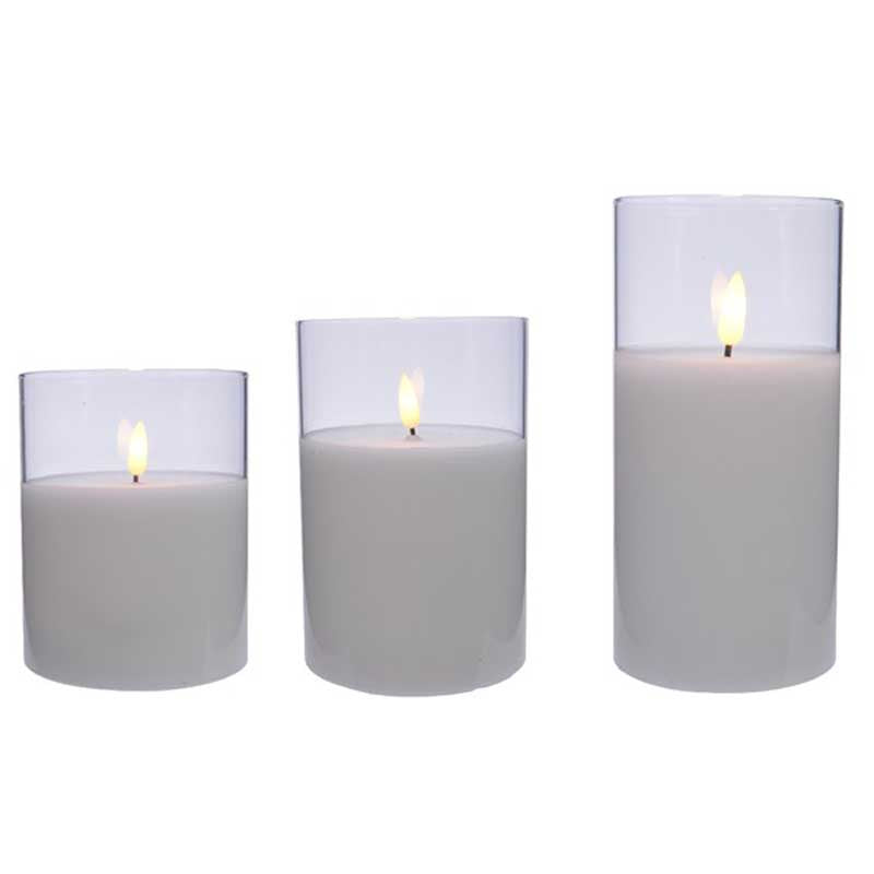 Lumineo White LED Wax Candles (Set of 3) image 0