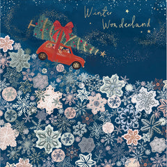 Woodmansterne Car & Snowflakes Christmas Card image 0