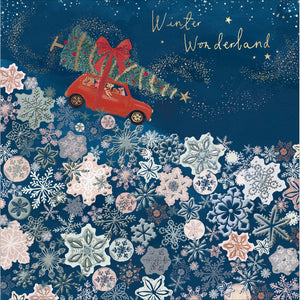 Woodmansterne Car & Snowflakes Christmas Card image 0
