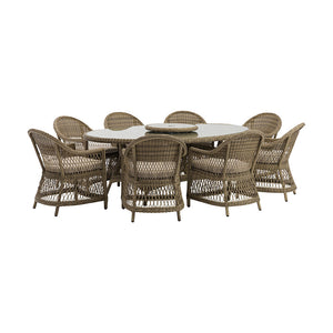 Bramblecrest RHS Rosemoor Rattan 8 Seat Elliptical Outdoor Dining Set with Lazy Susan, 3m Parasol &amp; Base image 4